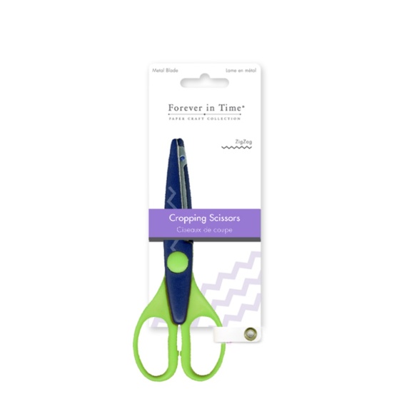 Cropping Scissors Metal Blade ZigZag 6.5" Green - Picture 3 of 3